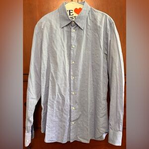 375. Men's Joseph Homme Vintage Pale Blue Cotton Button-Down Dress Shirt
